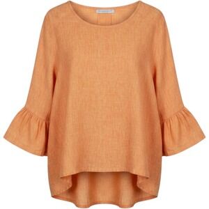 Bryn Walker Womens Orange 100% Linen Ruffle Bell Sleeve Lagenlook Top Size M
